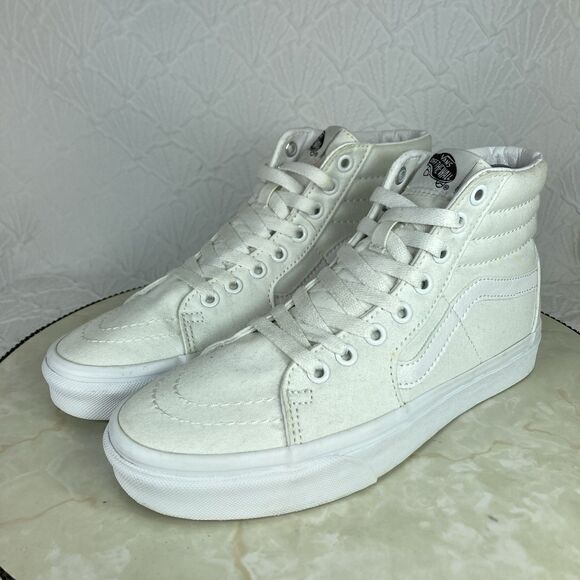 Vans SK8-Hi Sneakers Sz 7.5 White Athletic Casual Canvas Lace Up Skate Y2K Shoes - Picture 5 of 12